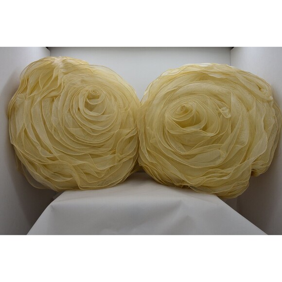 Elegant beautiful Yellowish Pearl Rose Weaving Silk Throw Pillows‎ - Picture 6 of 10